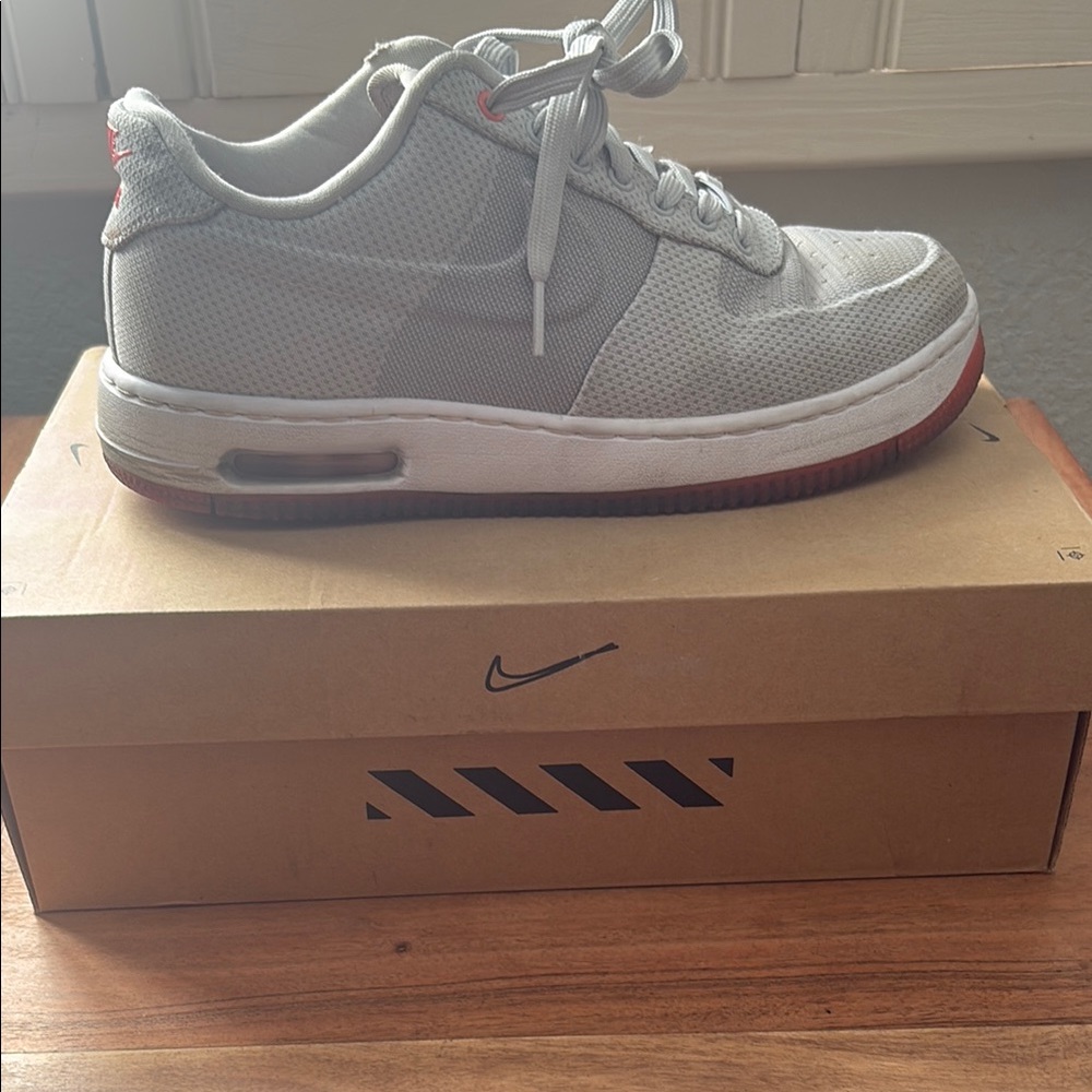 Nike Gray and Red Sneakers with Air Unit